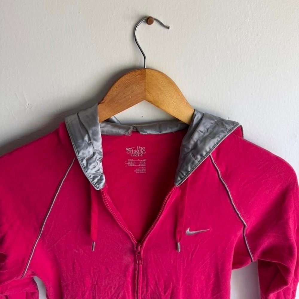 Nike pink long sleeve cotton zip up with hood